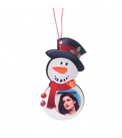Χριστουγεννιάτικο πλαστικό στολίδι χιονάνθρωπος 6x11cm, με δυνατότητα προσθήκης ονόματος και φωτογραφίας